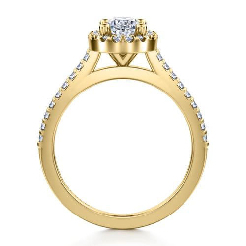 14K Yellow Gold Oval Halo Diamond Engagement Ring