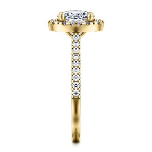 14K Yellow Gold Oval Halo Diamond Engagement Ring