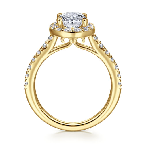 14K Yellow Gold Oval Halo Diamond Engagement Ring