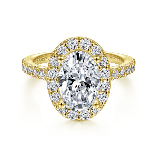 Gabriel - 14K Yellow Gold Oval Halo Diamond Engagement Ring