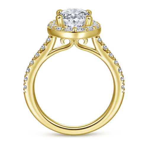 14K Yellow Gold Oval Halo Diamond Engagement Ring