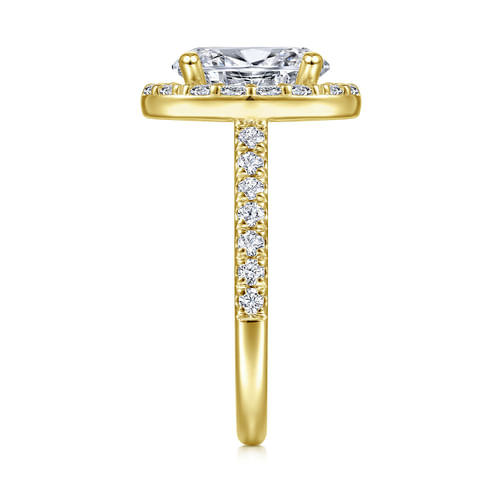14K Yellow Gold Oval Halo Diamond Engagement Ring