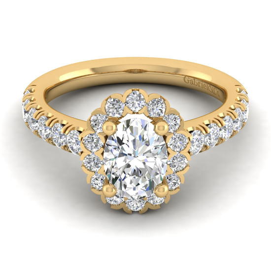 Gabriel - 14K Yellow Gold Oval Halo Diamond Engagement Ring