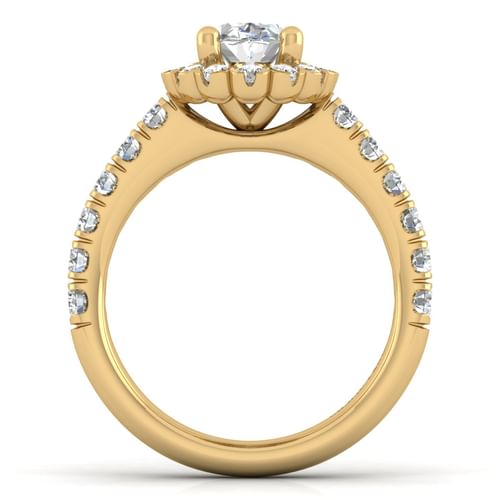 14K Yellow Gold Oval Halo Diamond Engagement Ring