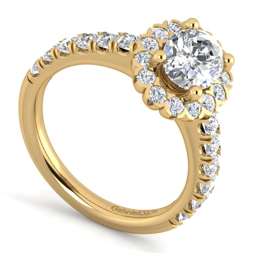 14K Yellow Gold Oval Halo Diamond Engagement Ring