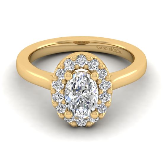 Gabriel - 14K Yellow Gold Oval Halo Diamond Engagement Ring