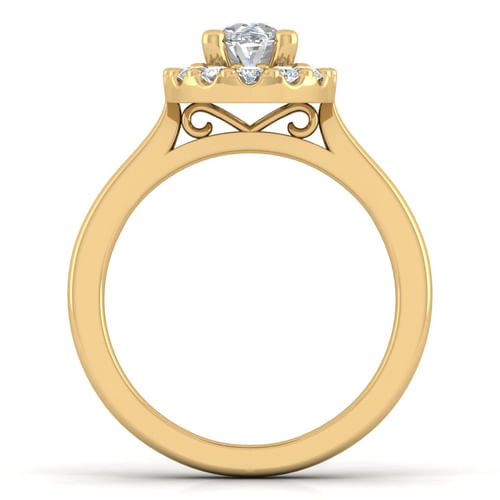 14K Yellow Gold Oval Halo Diamond Engagement Ring