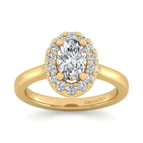 14K Yellow Gold Oval Halo Diamond Engagement Ring