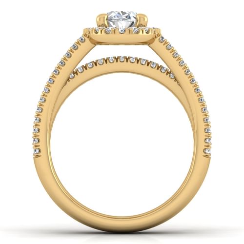 14K Yellow Gold Oval Halo Diamond Engagement Ring