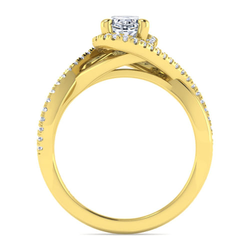 14K Yellow Gold Oval Halo Diamond Engagement Ring