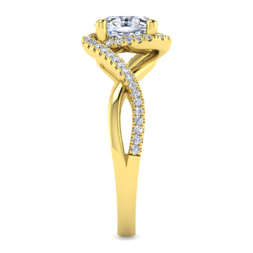 14K Yellow Gold Oval Halo Diamond Engagement Ring