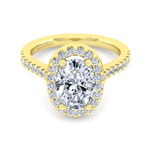 14K Yellow Gold Oval Halo Diamond Engagement Ring