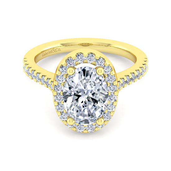 Gabriel - 14K Yellow Gold Oval Halo Diamond Engagement Ring
