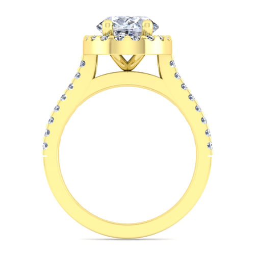 14K Yellow Gold Oval Halo Diamond Engagement Ring