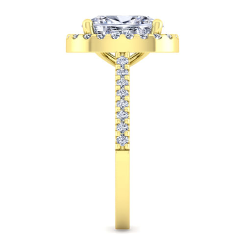 14K Yellow Gold Oval Halo Diamond Engagement Ring