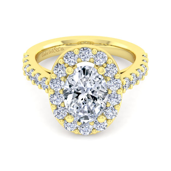Gabriel - 14K Yellow Gold Oval Halo Diamond Engagement Ring