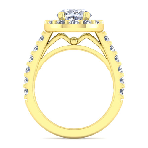 14K Yellow Gold Oval Halo Diamond Engagement Ring