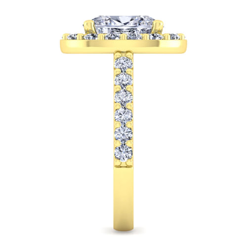 14K Yellow Gold Oval Halo Diamond Engagement Ring