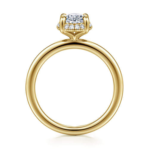 14K Yellow Gold Oval Hidden Halo Diamond Engagement Ring