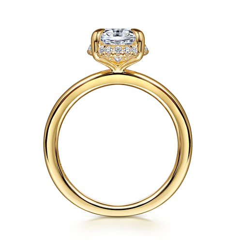 14K Yellow Gold Oval Hidden Halo Diamond Engagement Ring