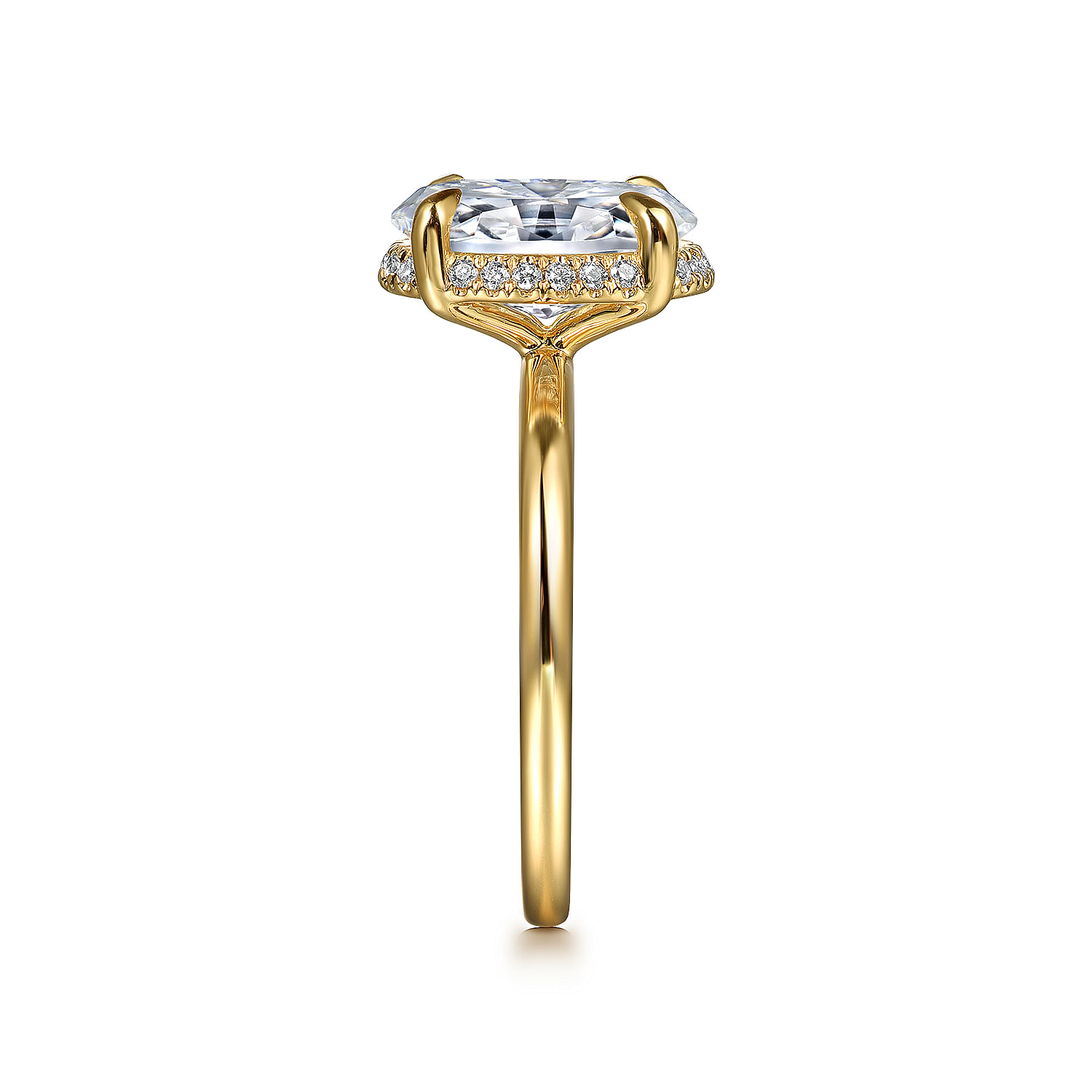 14K Yellow Gold Oval Hidden Halo Diamond Engagement Ring