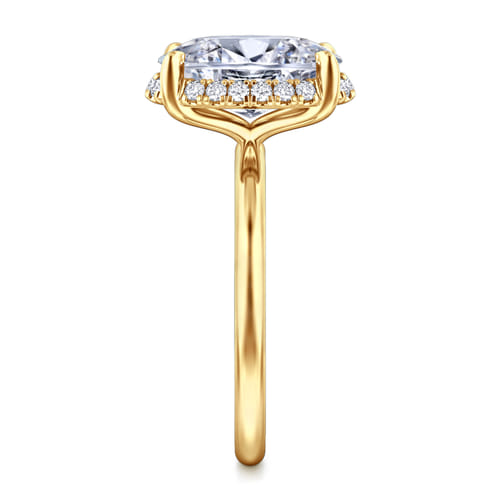 14K Yellow Gold Oval Hidden Halo Diamond Engagement Ring
