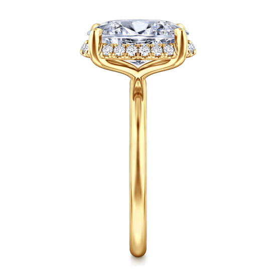 14K Yellow Gold Oval Hidden Halo Diamond Engagement Ring angle 5