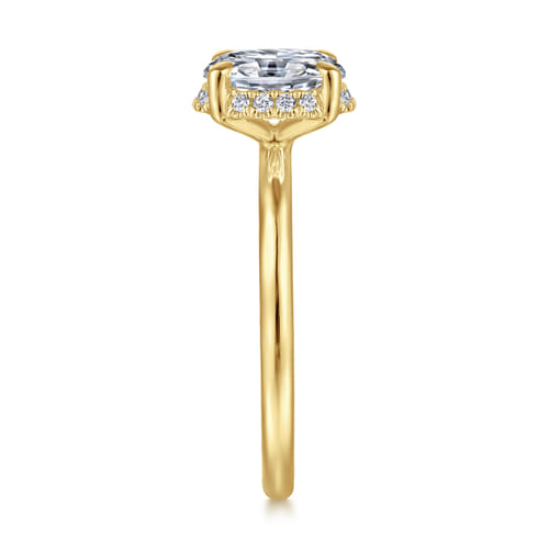 14K Yellow Gold Oval Hidden Halo Diamond Engagement Ring