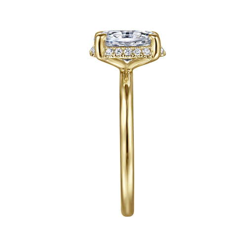 14K Yellow Gold Oval Hidden Halo Diamond Engagement Ring
