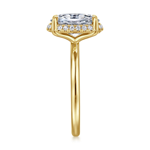 14K Yellow Gold Oval Hidden Halo Diamond Engagement Ring