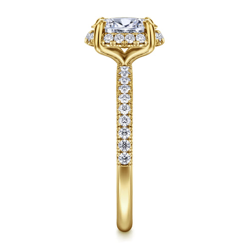 14K Yellow Gold Oval Hidden Halo Diamond Engagement Ring