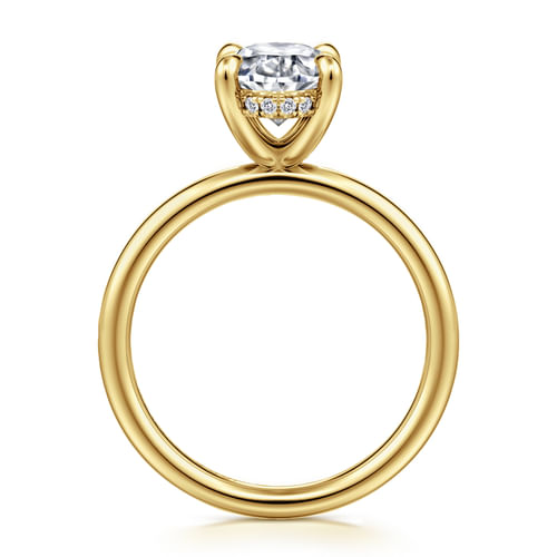 14K Yellow Gold Oval Hidden Halo Diamond Engagement Ring