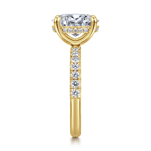 14K Yellow Gold Oval Hidden Halo Diamond Engagement Ring
