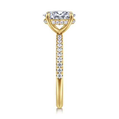 14K Yellow Gold Oval Hidden Halo Diamond and Engagement Ring 14K Yellow Gold Oval Hidden Halo Diamond and Engagement Ring