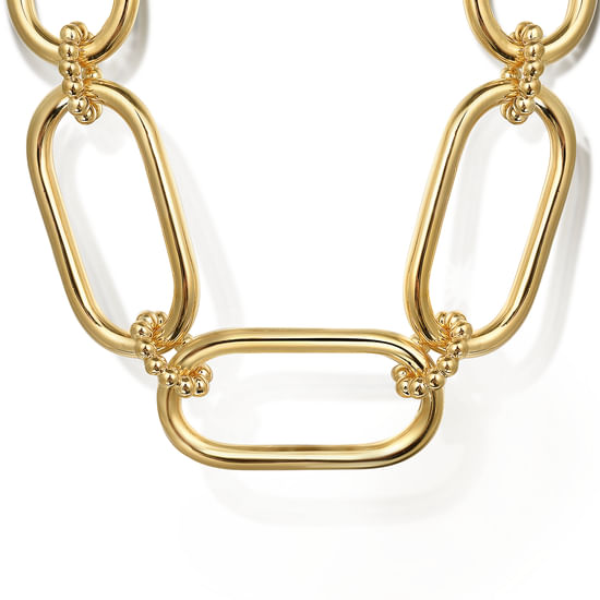 Gabriel - 14K Yellow Gold Oval Link Chain Necklace wth Bujukan Connectors