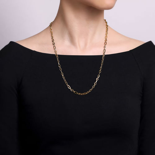 14K Yellow Gold Oval Link Chain Necklace