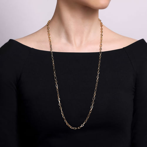 14K Yellow Gold Oval Link Chain Necklace