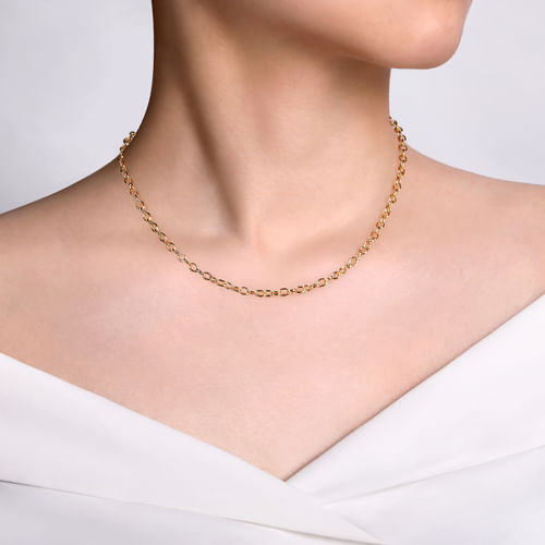 14K Yellow Gold Oval Link Chain Necklace