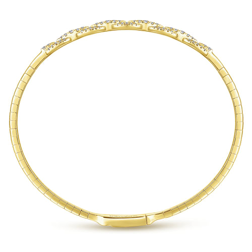 14K Yellow Gold Oval Link Diamond Bangle