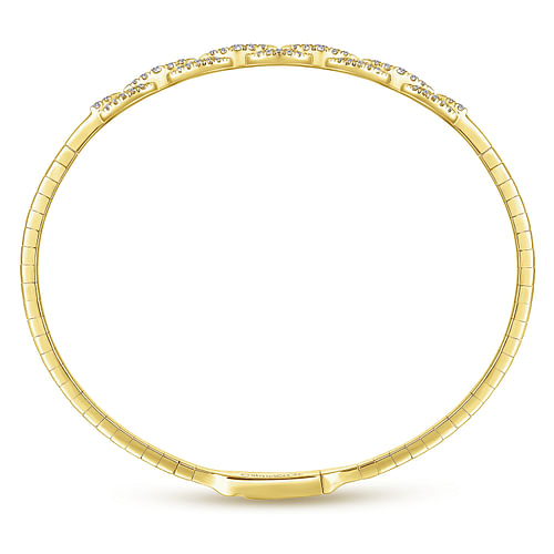14K Yellow Gold Oval Link Diamond Bangle