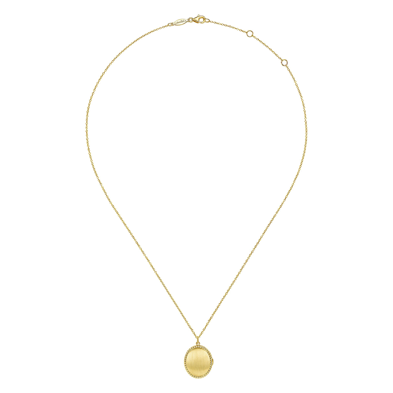 14K Yellow Gold Oval Locket Necklace with Twisted Rope Frame