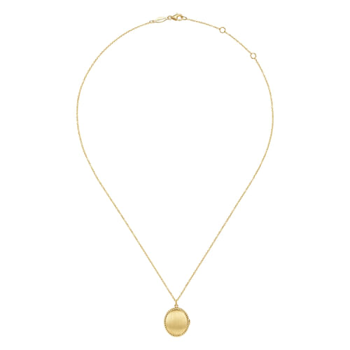 14K Yellow Gold Oval Locket Necklace with Twisted Rope Frame