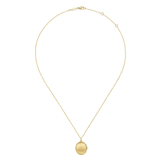 14K Yellow Gold Oval Locket Necklace with Twisted Rope Frame angle 4