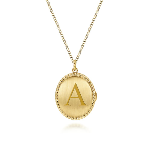 14K Yellow Gold Oval Locket Necklace with Twisted Rope Frame