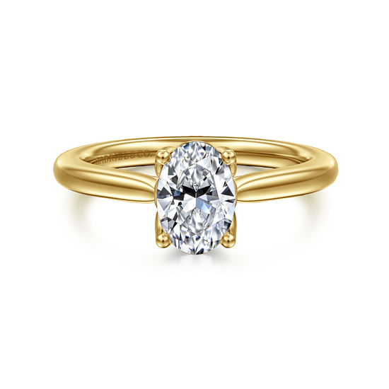 Gabriel - 14K Yellow Gold Oval Lotus Diamond Engagement Ring
