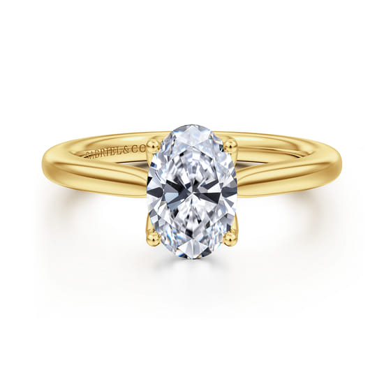 Gabriel - 14K Yellow Gold Oval Lotus Diamond Engagement Ring Gabriel - 14K Yellow Gold Oval Lotus Diamond Engagement Ring