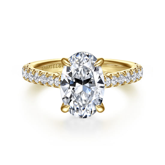 Gabriel - 14K Yellow Gold Oval Lotus Diamond Engagement Ring