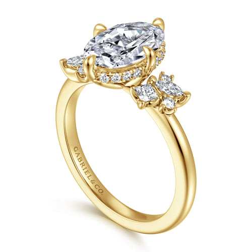 14K Yellow Gold Oval Shape Diamond Engagement Ring