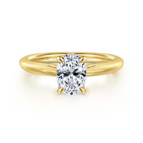 14K Yellow Gold Oval Solitaire Diamond Engagement Ring