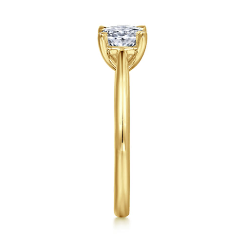 14K Yellow Gold Oval Solitaire Diamond Engagement Ring